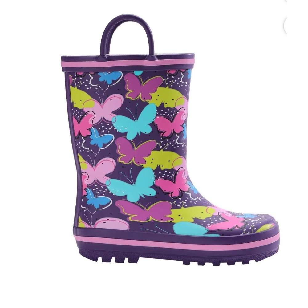 Toddler Rubber Rain Boots Kids Waterproof Boots for Girl Sz 3 Butterfly